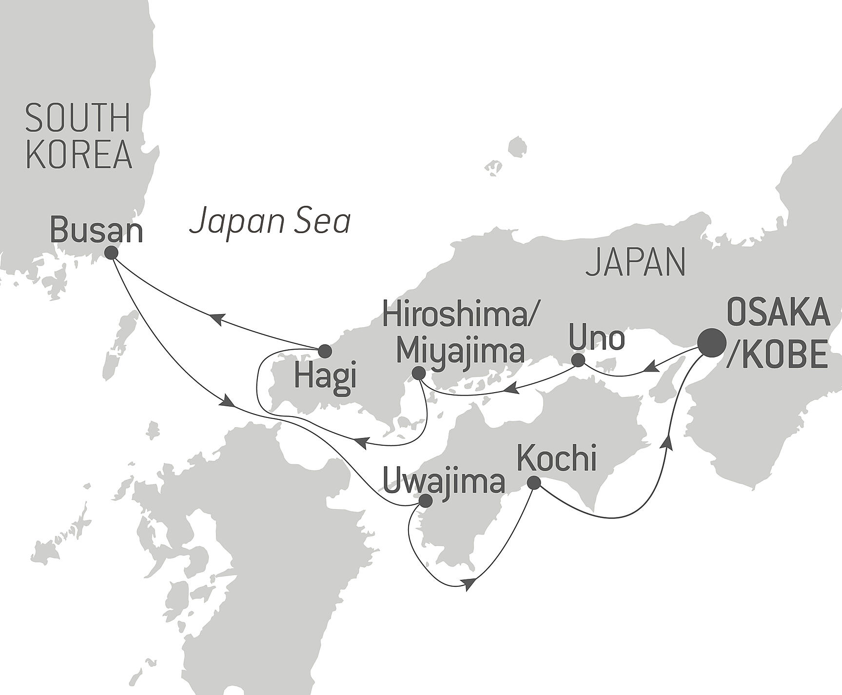 Secular treasures in the Land of the Rising Sun Itinerary Map